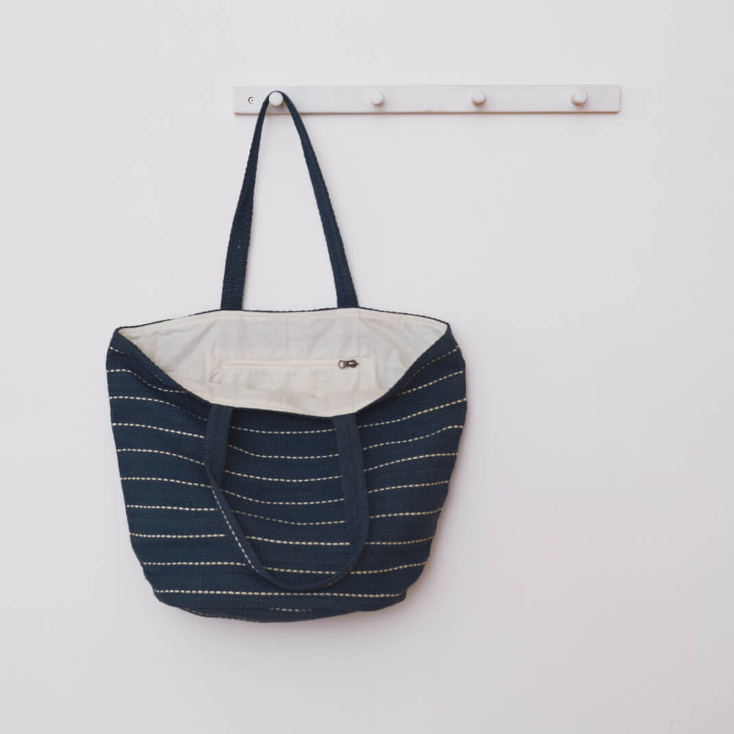 Marin Striped Tote Indigo
