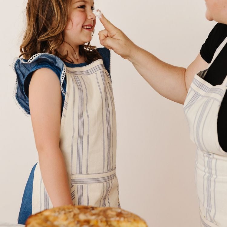 Natural Cotton Ticking Stripe Apron