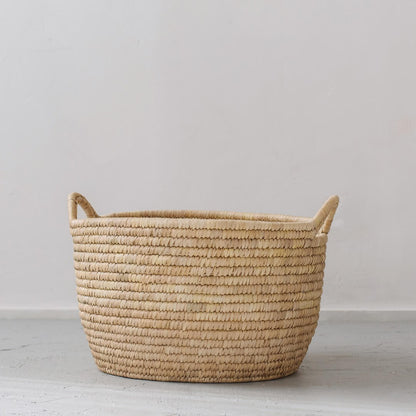 Palm Leaf Laundry Basket Low Oval